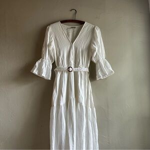 Bali ELF  white cotton summer dress with belt
